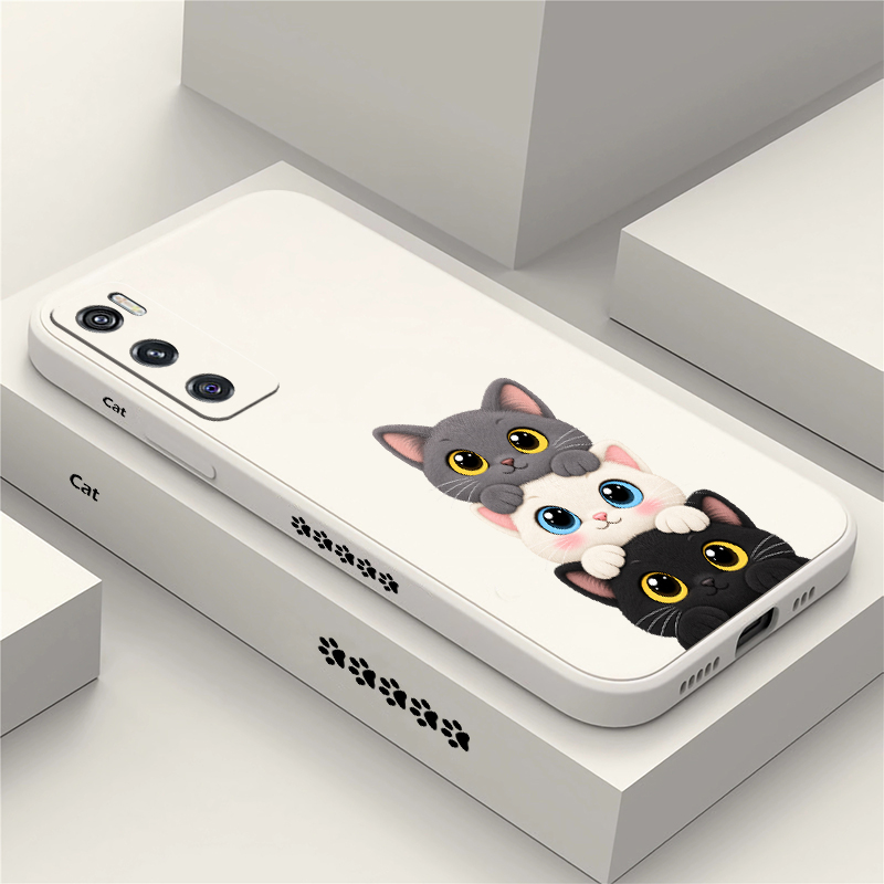 Vivo V40 - Casing Telepon Kucing Lucu dan Berwarna-warni