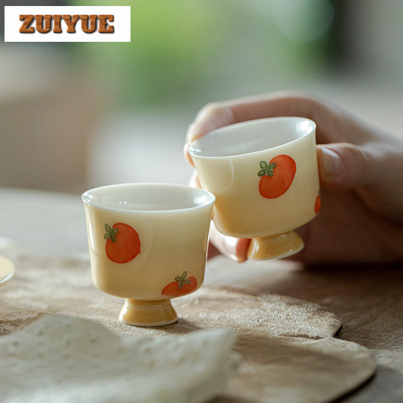 Handmade Ceramic Mug - 2 Pc/lot Cangkir Teh Keramik Aprikot